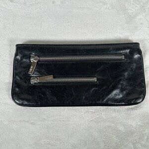 Hobo International Clutch Genuine Leather Wallet Small Bag Women Black EUC